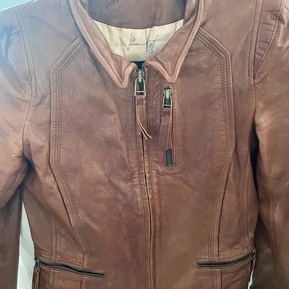 VINTAGE O'2nd Leather Jacket in Size S - Picture 5 of 5